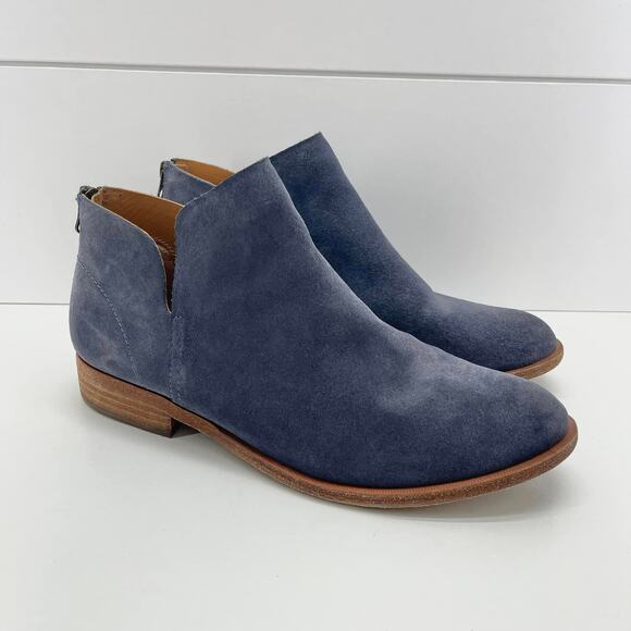 Kork-Ease Renny Navy Blue Oceano Suede Leather Casual Ankle Boots w/Back Zipper - Picture 1 of 9